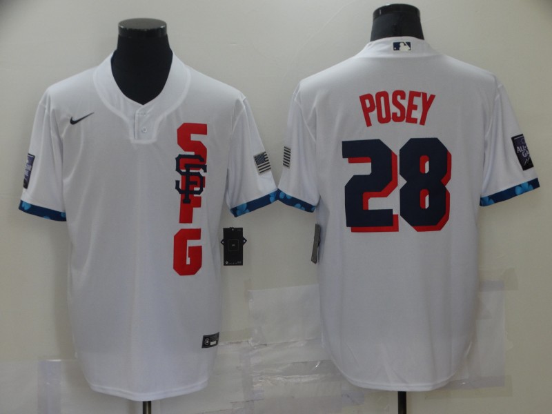 Men's San Francisco Giants Buster Posey #28 White All Star Baseball Jersey